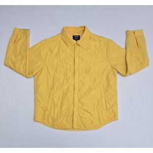 Navy Yard Workwear Yellow Smiley Face Quilted Shirt Jacket Mens XL Snap Front